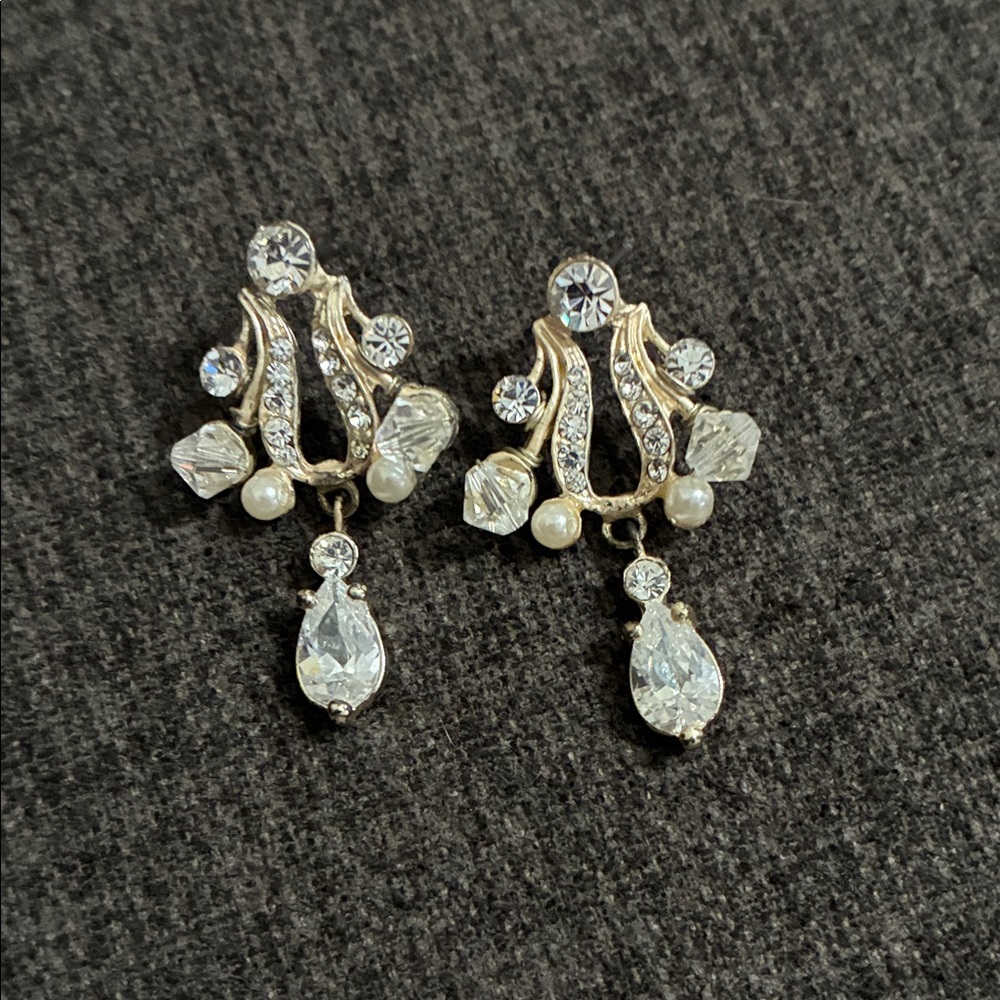 Elegant Gold and Silver Crystal Earrings